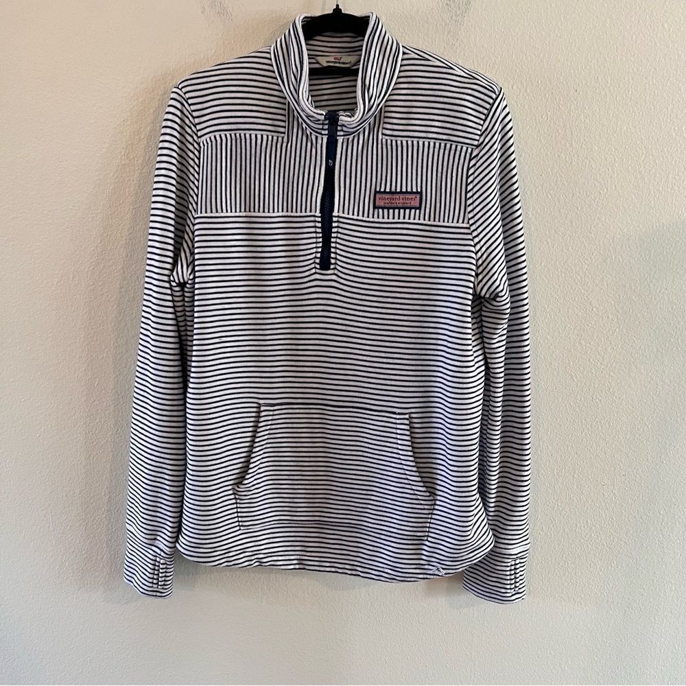Vineyard Vines Martha's Vineyard half zip striped white w/blue jacket size small